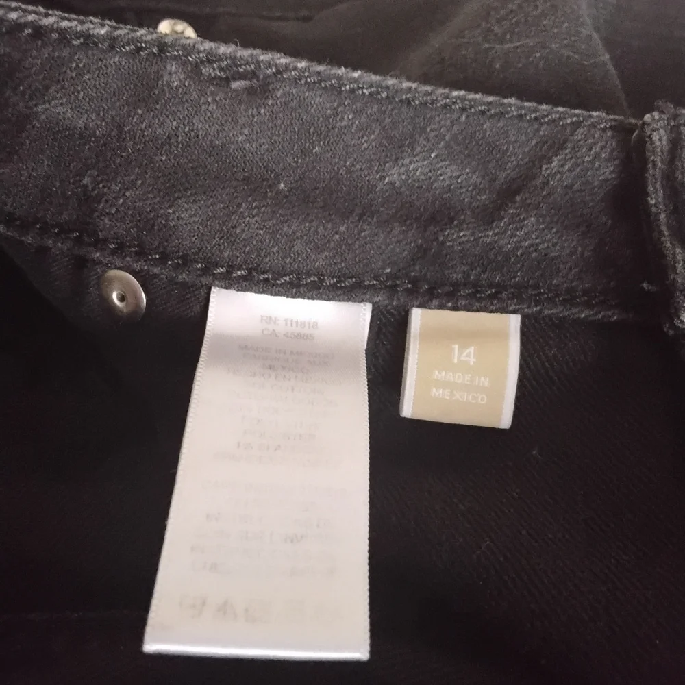 Michael Kors Women's 14 Black Stretch Straight Leg Mid-rise Jean